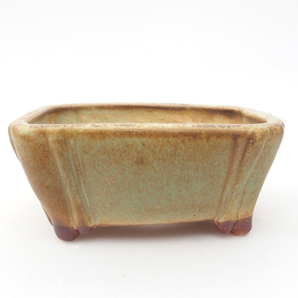 Bonsaischaal van keramiek 10,5 x 8,5 x 4 cm, groen