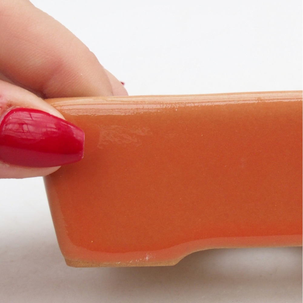 Bonsaischaal van keramiek 26 x 26 x 8 cm, kleur rood