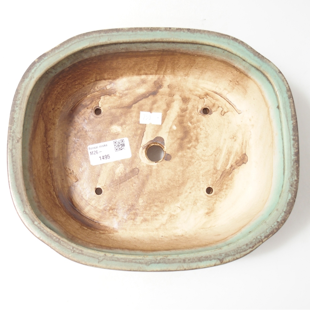 Bonsaischaal van keramiek 25 x 21 x 8 cm, groen
