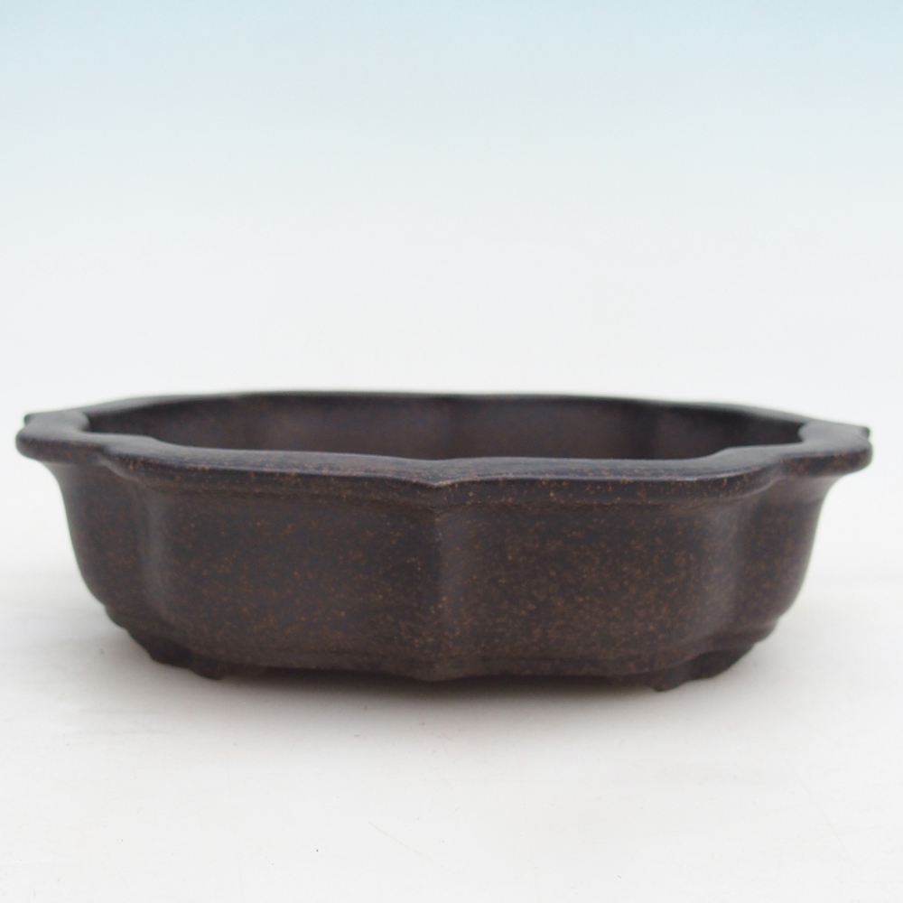 Bonsaischaal van keramiek 16,5 x 13 x 4 cm, kleur okerbruin