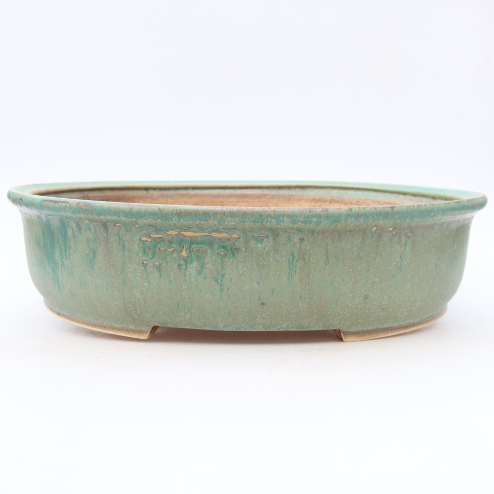Keramische bonsaischaal 31 x 27 x 7,5 cm, kleur groen