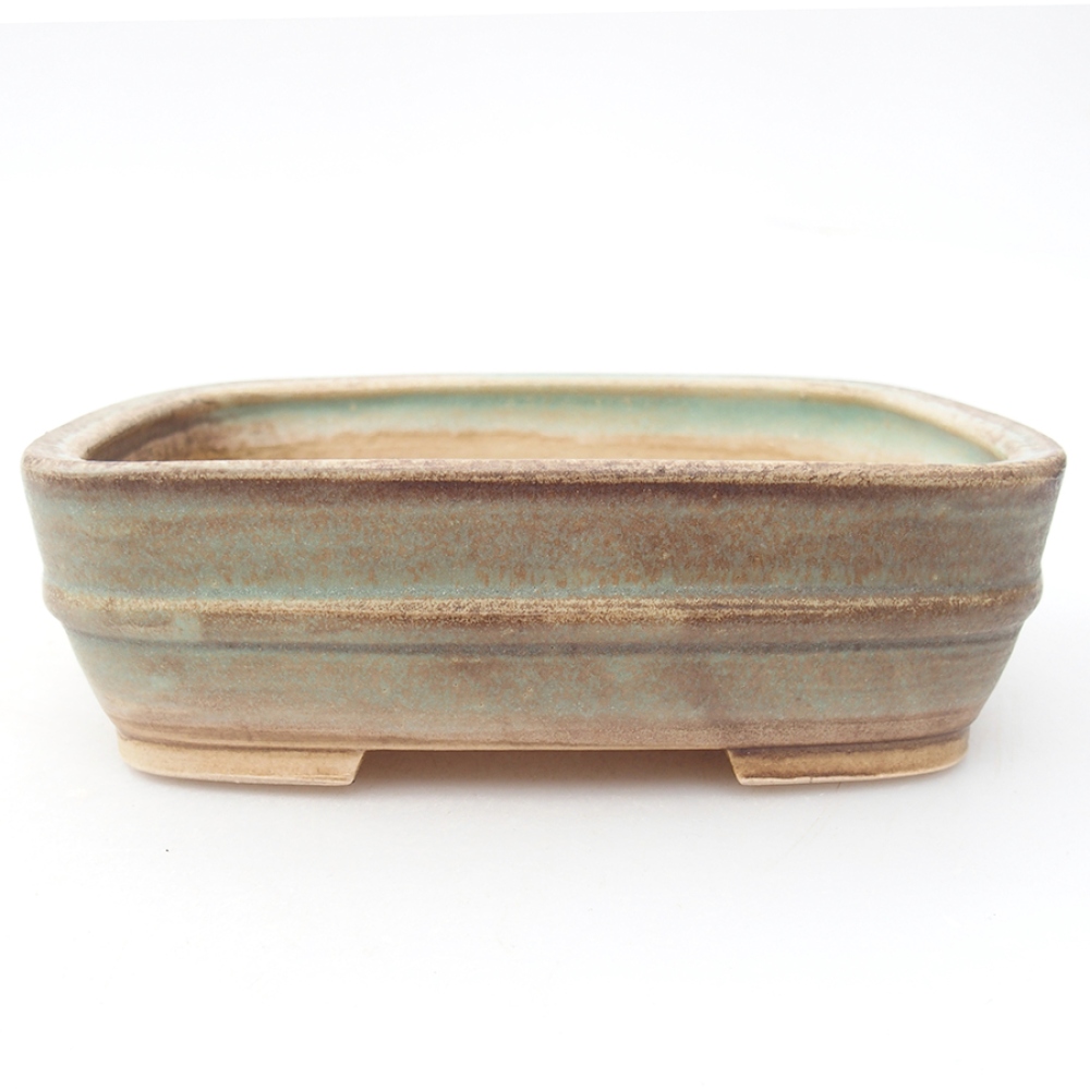 Bonsaischaal van keramiek 14,5 x 11,5 x 4 cm, groen