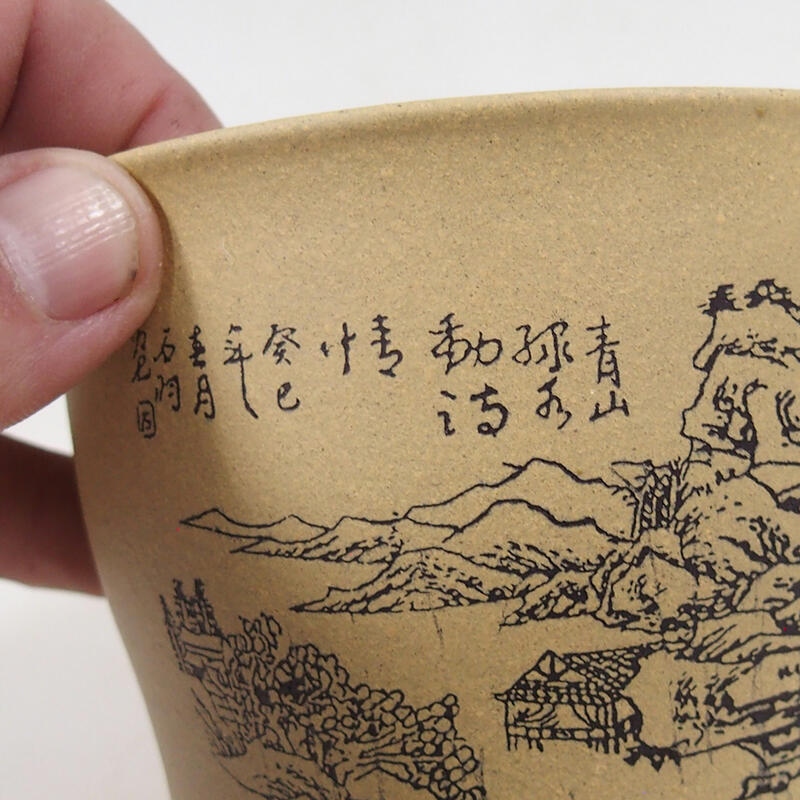 Bonsaischaal 10,5 x 10,5 x 10 cm, kleur oker