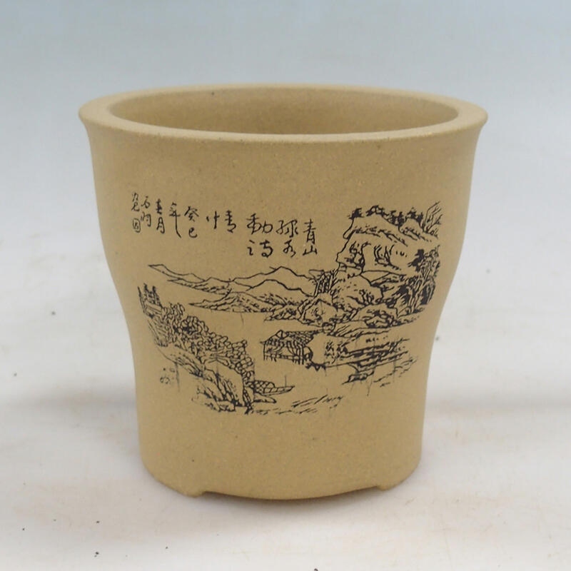 Bonsaischaal 10,5 x 10,5 x 10 cm, kleur oker