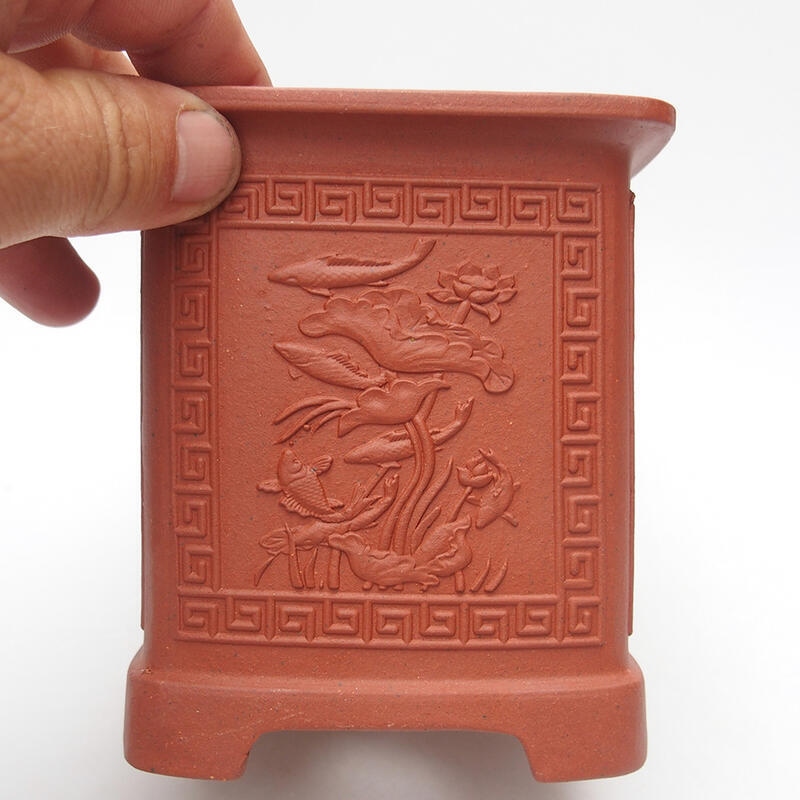 Bonsaischaal 10,5 x 10,5 x 11,5 cm, baksteenkleur