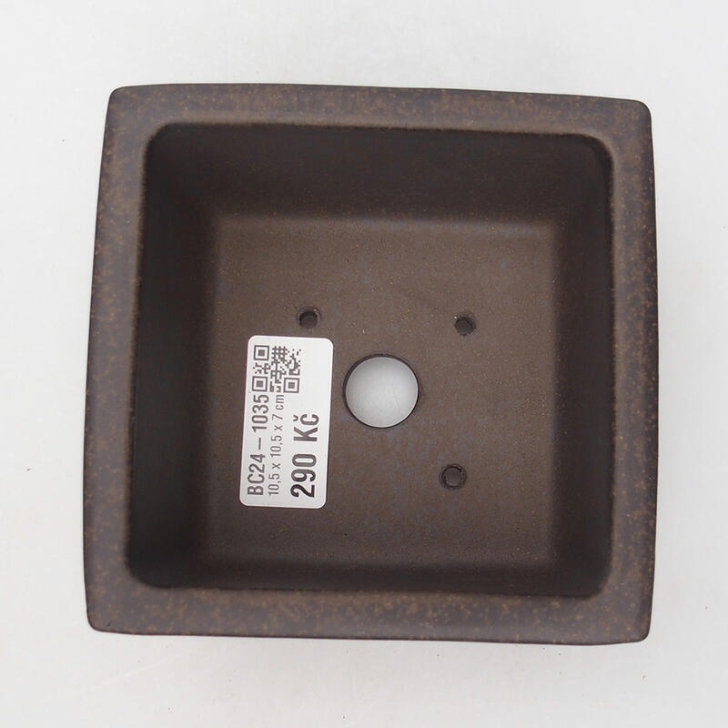 Bonsaischaal 10 x 10 x 6,5 cm, kleur okerbruin