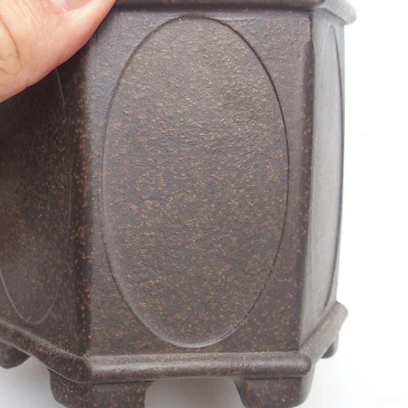 Bonsaischaal 10 x 9 x 9,5 cm, kleur bruin oker