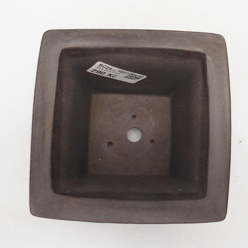 Bonsaischaal 12 x 12 x 9 cm, kleur okerbruin