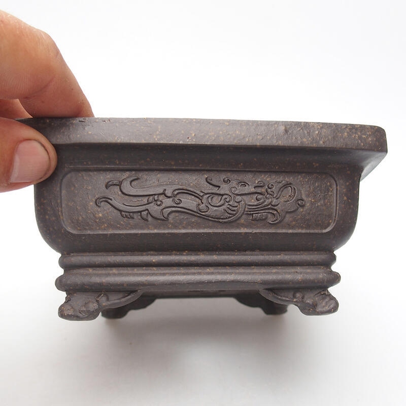 Bonsaischaal 13 x 13 x 6 cm, kleur okerbruin