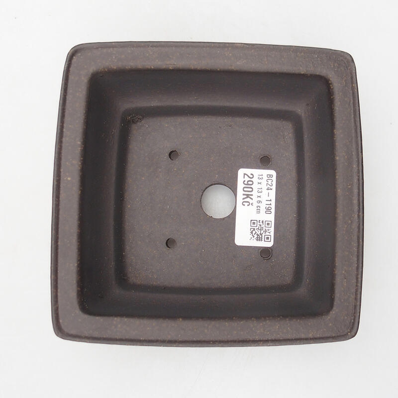 Bonsaischaal 13 x 13 x 6 cm, kleur okerbruin