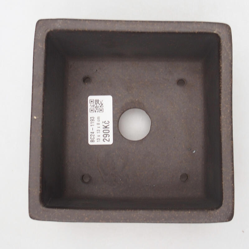 Bonsaischaal 13 x 13 x 8 cm, kleur okerbruin