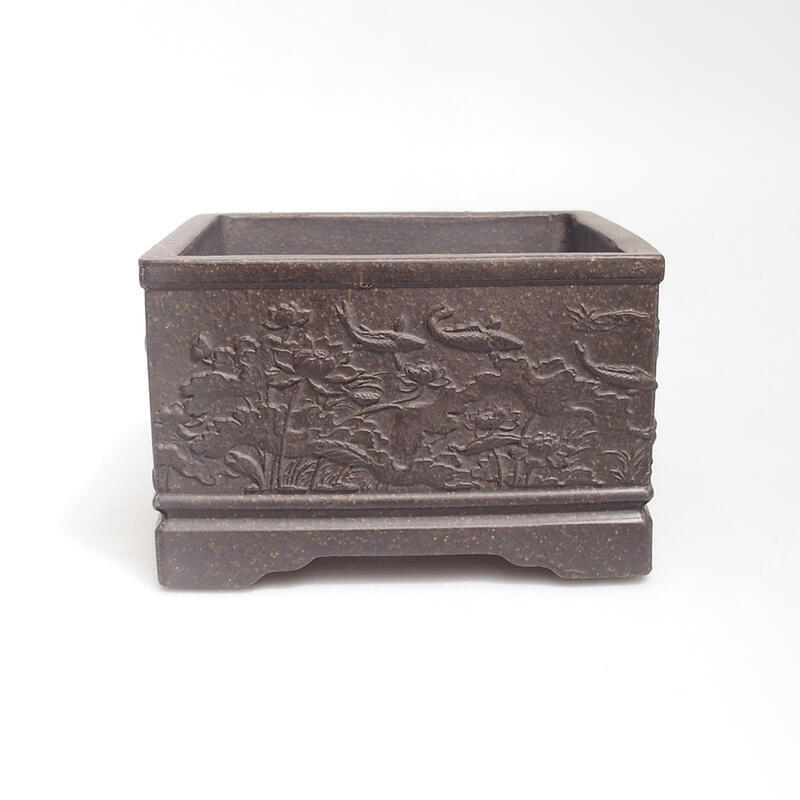 Bonsaischaal 13 x 13 x 8 cm, kleur okerbruin