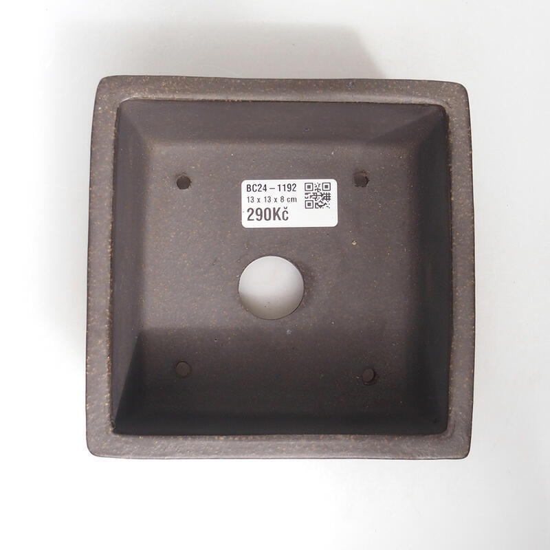 Bonsaischaal 13 x 13 x 8 cm, kleur okerbruin