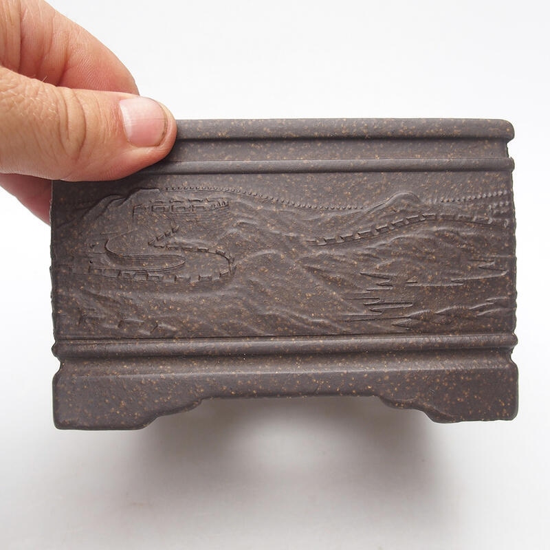 Bonsaischaal 13 x 13 x 8 cm, kleur okerbruin