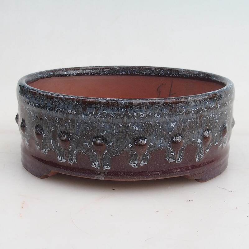 Bonsaischaal 14 x 14 x 5,5 cm, kleur bordeaux grijs