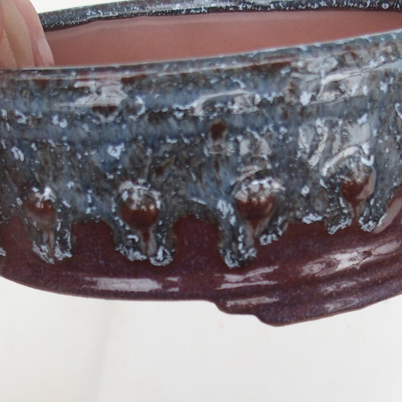 Bonsaischaal 14 x 14 x 5,5 cm, kleur bordeaux grijs