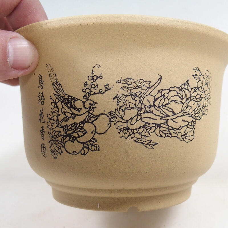 Bonsaischaal 14 x 14 x 9 cm, kleur oker