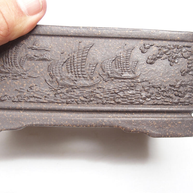 Bonsaischaal 15,5 x 11,5 x 6,5 cm, kleur bruin oker