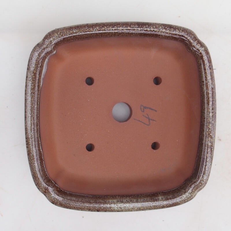 Bonsaischaal 15 x 15 x 4,5 cm, kleur bordeaux bruin