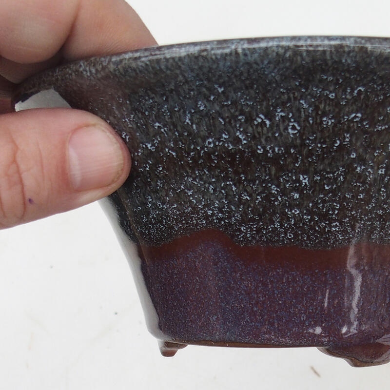 Bonsaischaal 15 x 15 x 7 cm, kleur bordeaux grijs