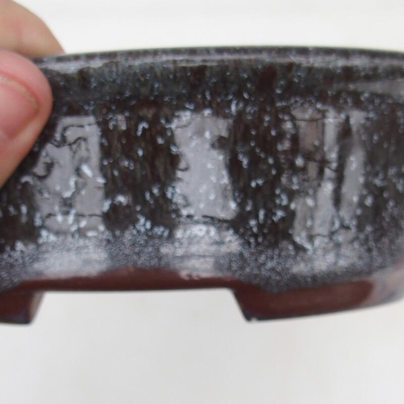 Bonsaischaal 17,5 x 14 x 6 cm, kleur bruin en wit