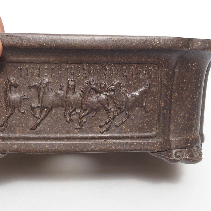 Bonsaischaal 18 x 13,5 x 7 cm, kleur okerbruin