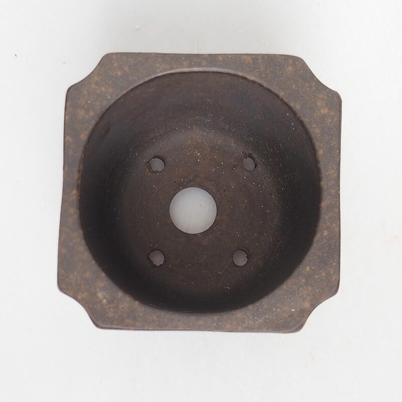 Bonsaischaal 7 x 7 x 6 cm, kleur okerbruin