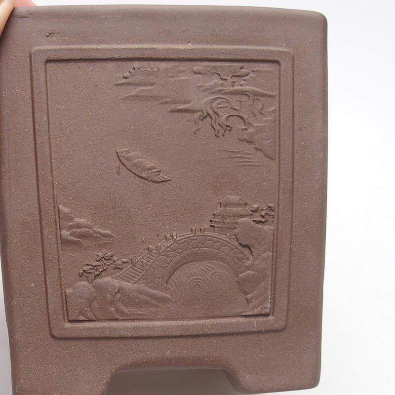 Bonsaischaal 9,5 x 9,5 x 10 cm, kleur bruin