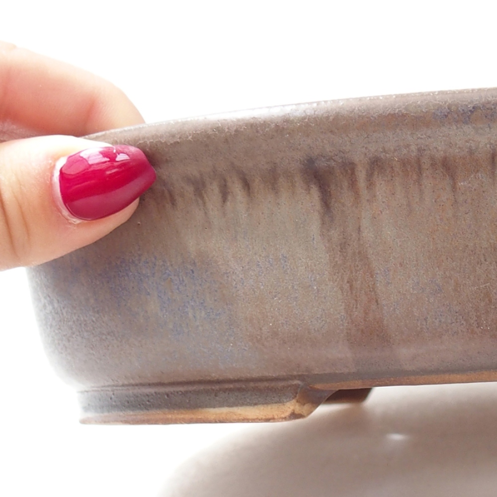 Bonsaischaal van keramiek 21 x 19 x 5 cm, kleur blauw