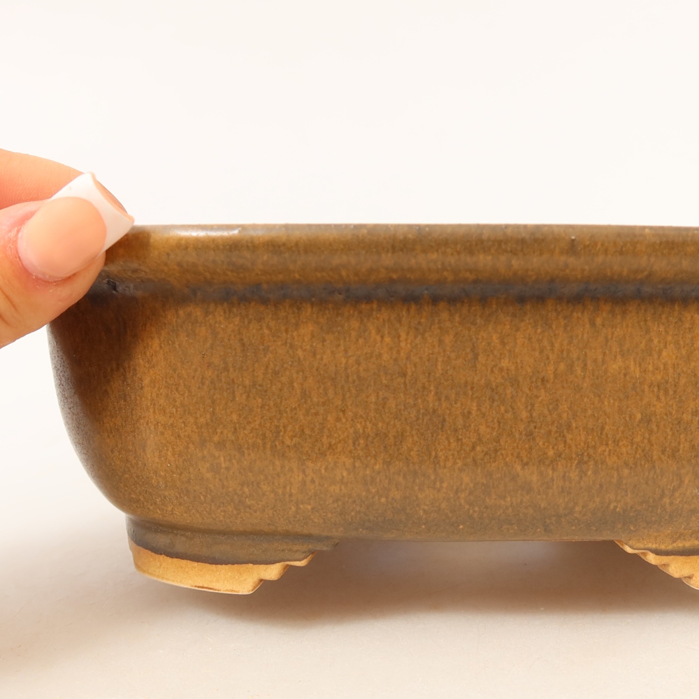 Keramische bonsaipot 20,5 x 16,5 x 7 cm, kleur bruin