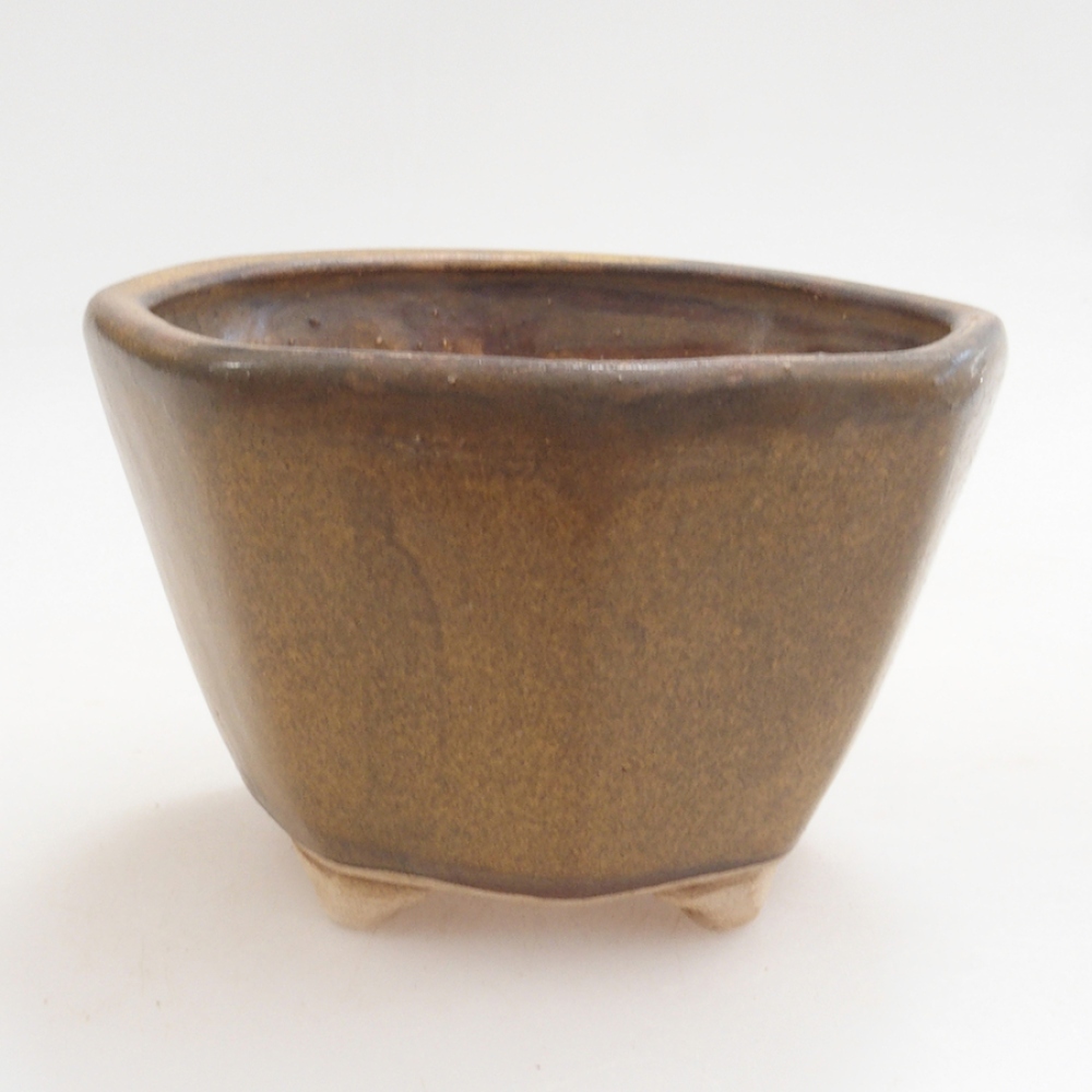 Bonsaischaal van keramiek 10 x 8,5 x 4 cm, bruin