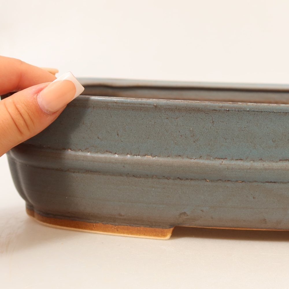 Bonsaischaal van keramiek 29,5 x 25 x 7 cm, kleur blauw
