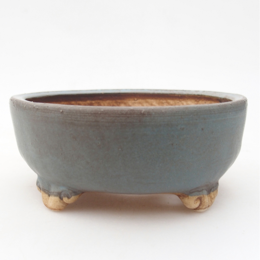 Bonsaischaal van keramiek 11 x 11 x 4,5 cm, kleur blauw