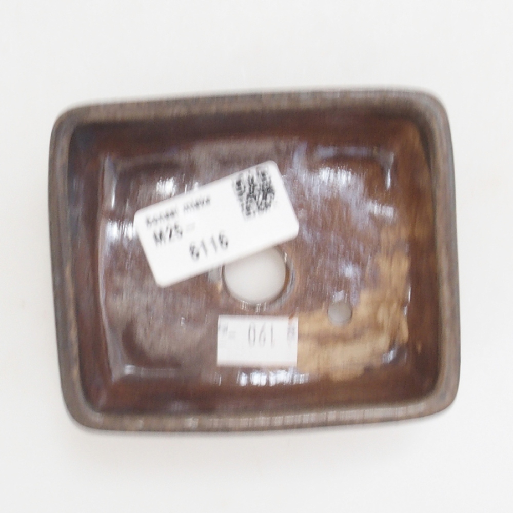Bonsaischaal van keramiek 10 x 8,5 x 4 cm, bruin