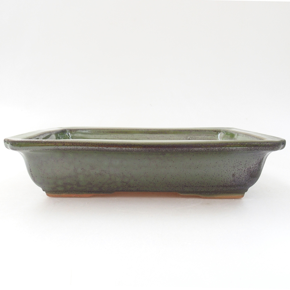 Bonsaischaal van keramiek 17,5 x 13 x 4 cm, groen
