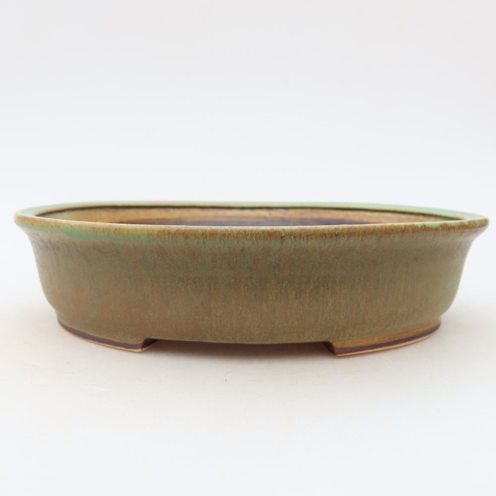 Keramische bonsaipot 21 x 19,5 x 5 cm, kleur groen