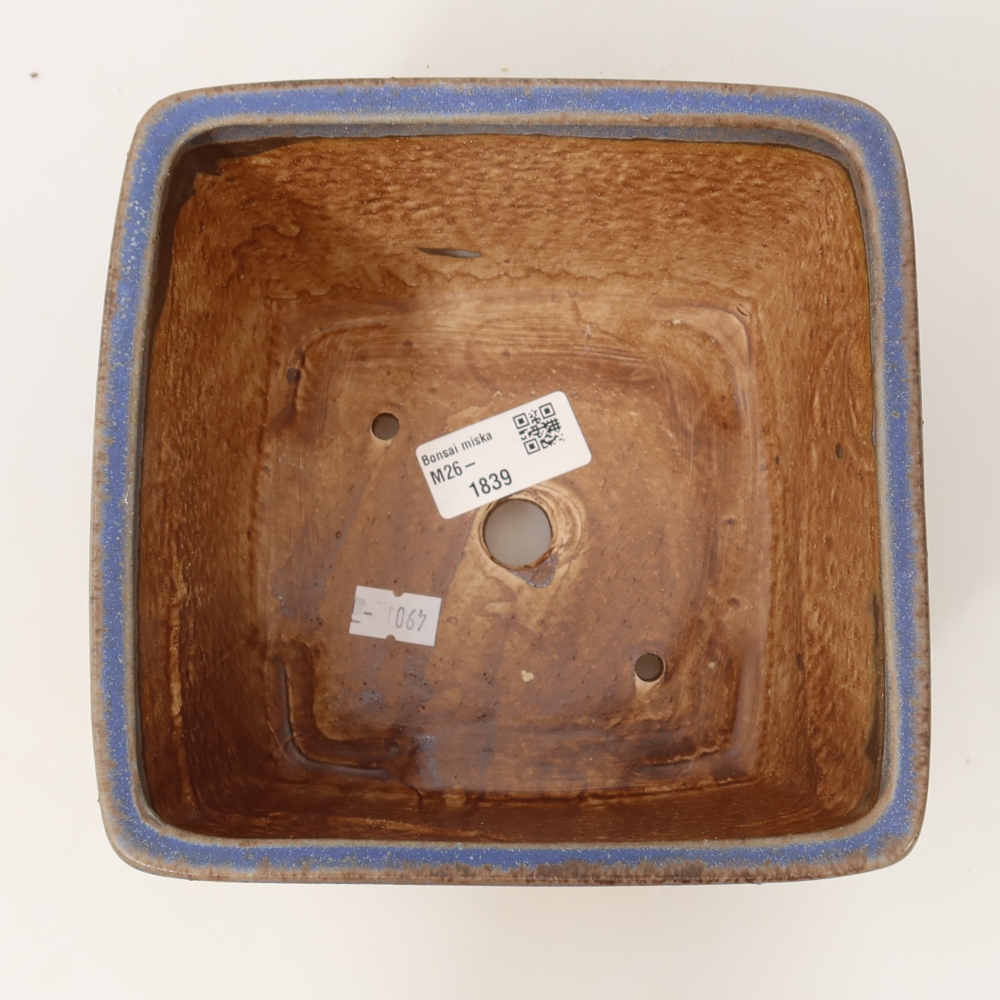 Bonsaischaal van keramiek 16 x 16 x 10 cm, kleur blauw