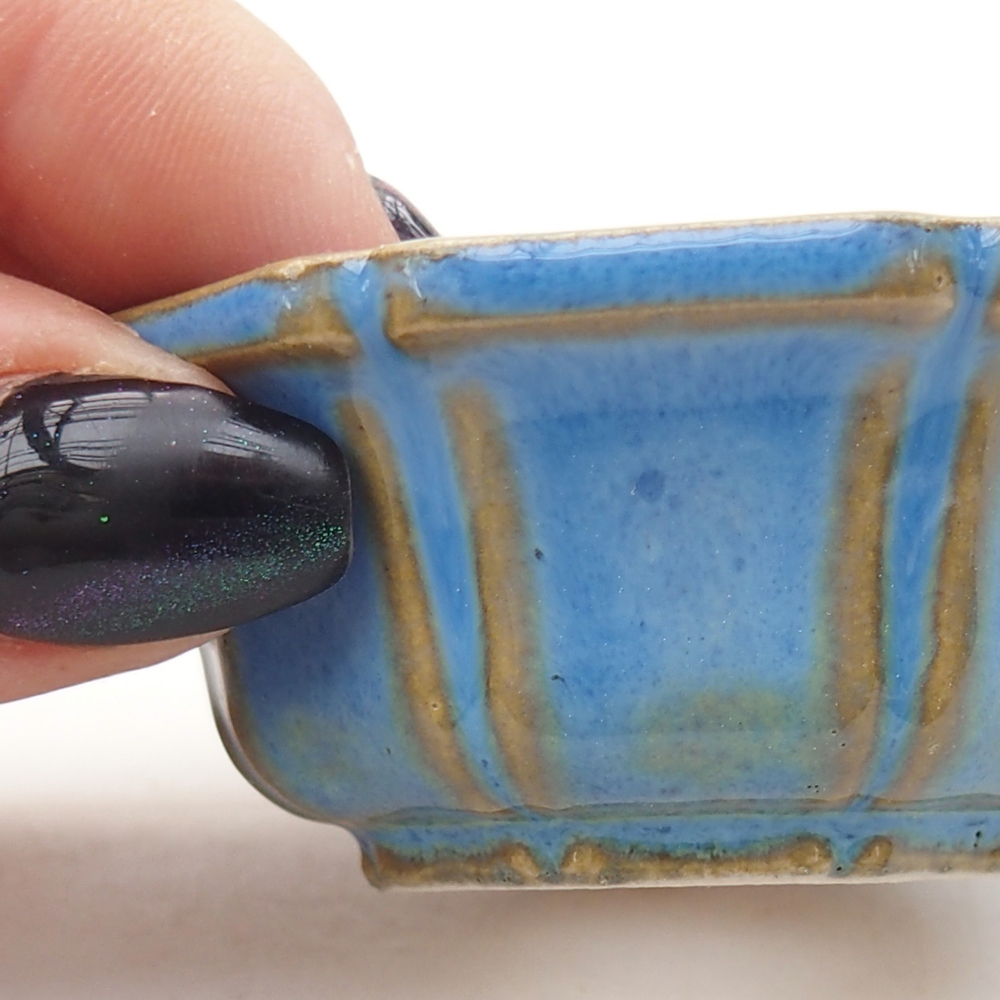 Mini bonsaischaal 6 x 6 x 2,5 cm, kleur blauw