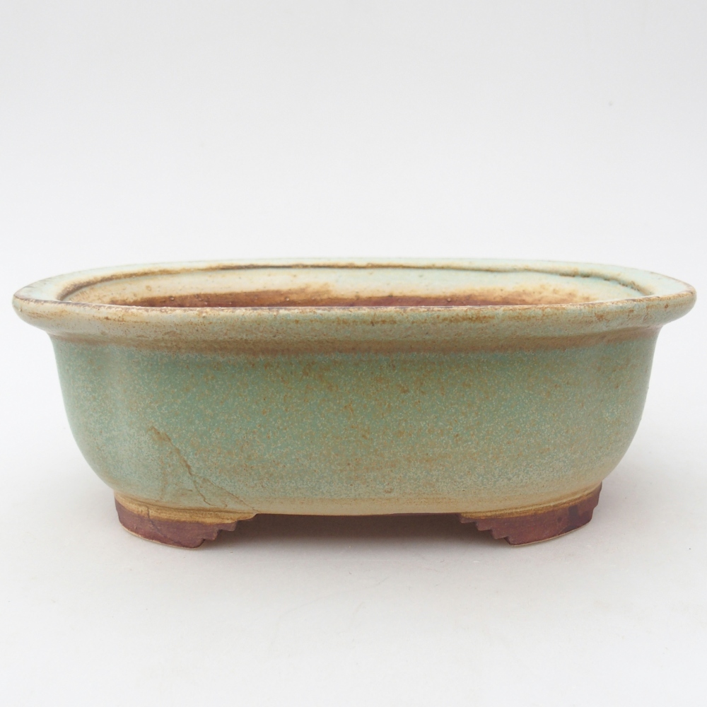 Bonsaischaal van keramiek 20 x 16,5 x 7 cm, groen
