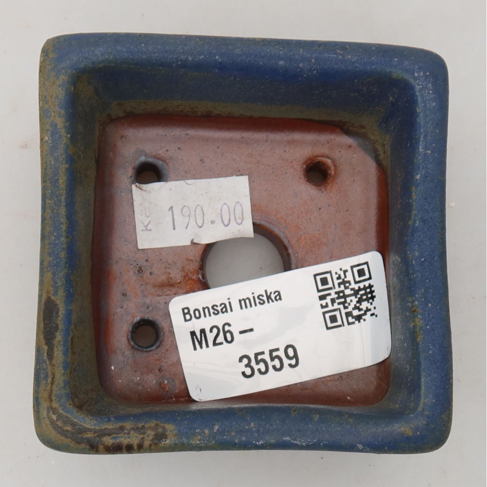 Bonsaischaal van keramiek 7 x 7 x 3,5 cm, kleur blauw