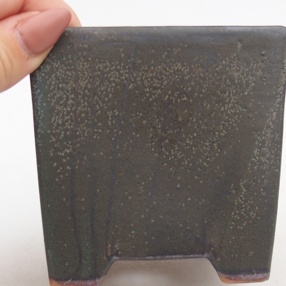 Bonsaischaal van keramiek 9 x 9 x 8,5 cm, grijs