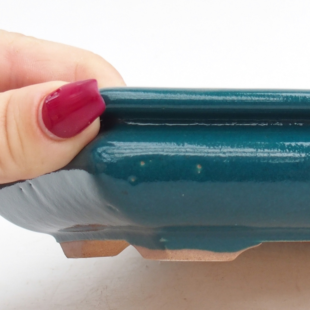 Bonsaischaal van keramiek 20 x 17,5 x 4 cm, groen