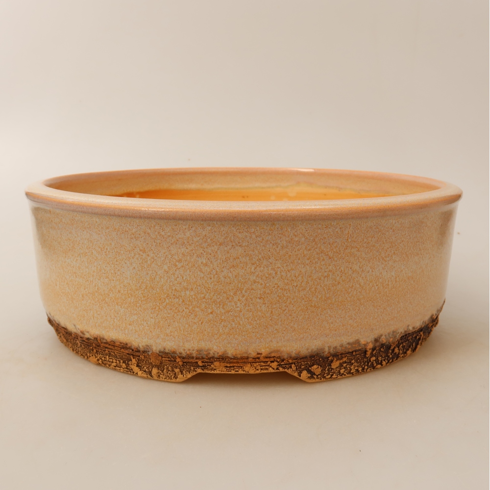 Keramische bonsaipot 24,5 x 24,5 x 8 cm, kleur: beige