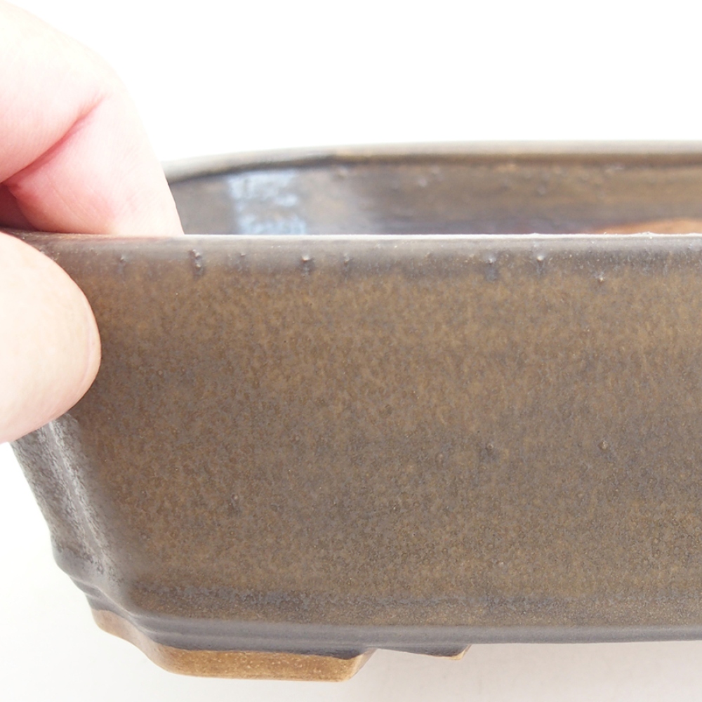 Bonsaischaal van keramiek 21 x 18 x 6 cm, bruin