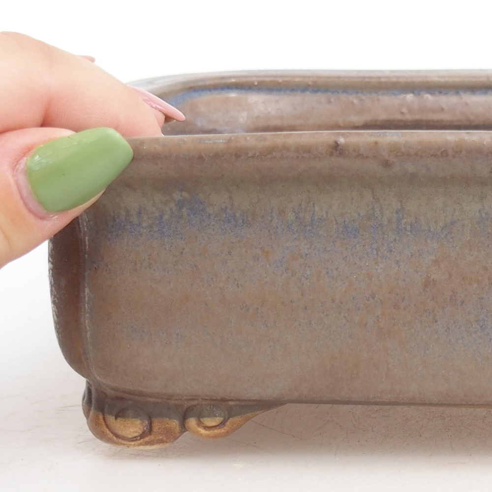 Bonsaischaal van keramiek 20 x 17 x 6 cm, kleur blauw