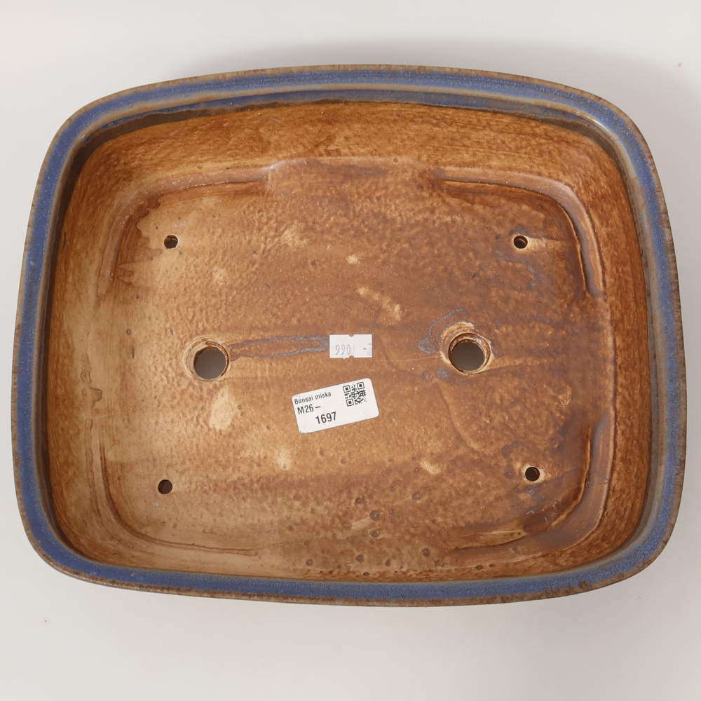 Bonsaischaal van keramiek 29,5 x 25 x 7 cm, kleur blauw