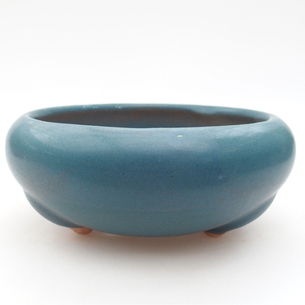 Bonsaischaal van keramiek 14 x 14 x 6,5 cm, kleur blauw