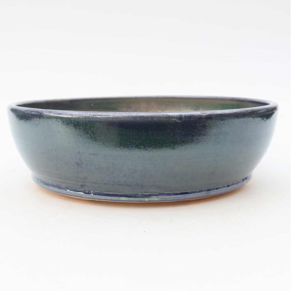 Bonsaischaal van keramiek 20 x 20 x 6 cm, kleur blauw