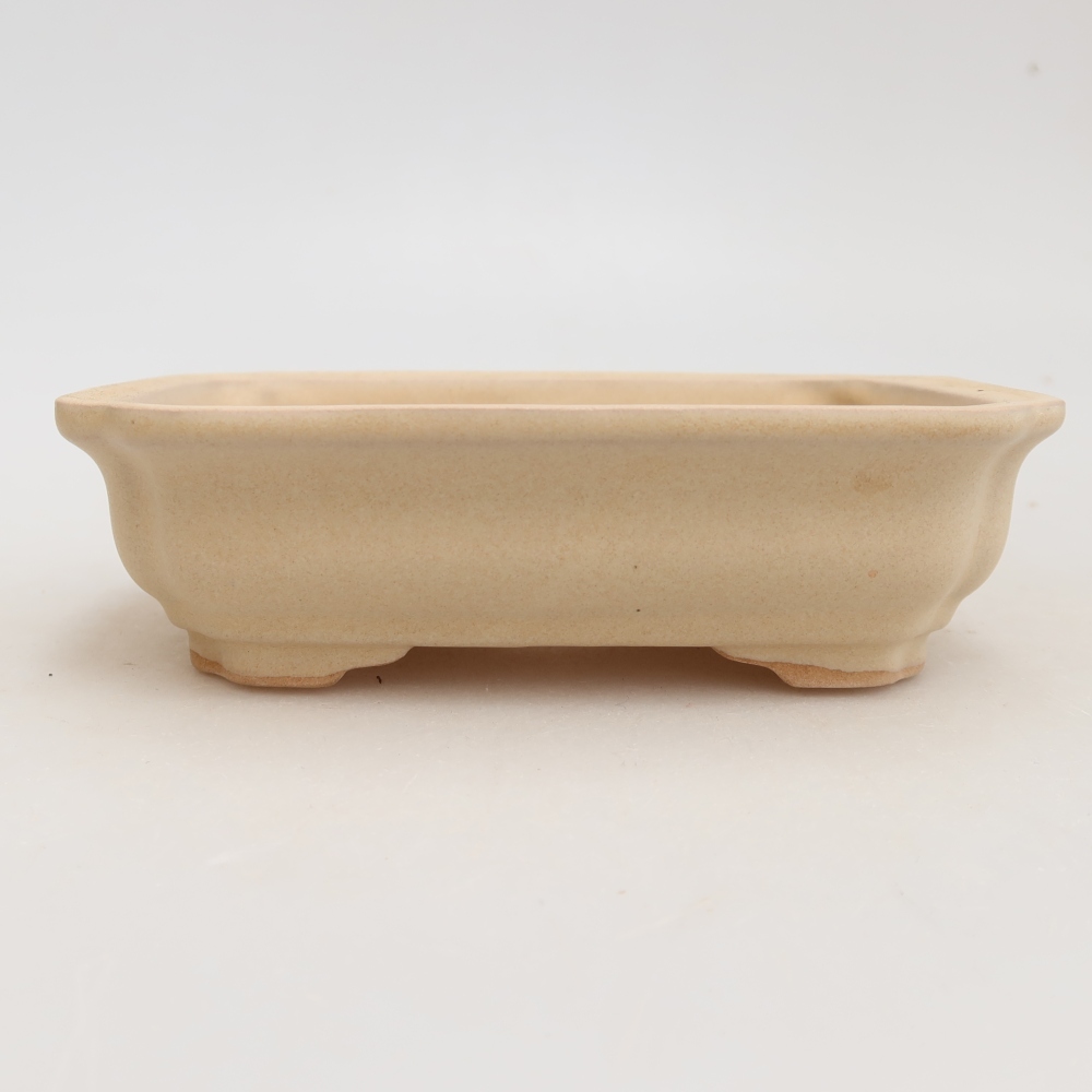 Bonsaischaal van keramiek 14 x 11 x 4 cm, kleur beige