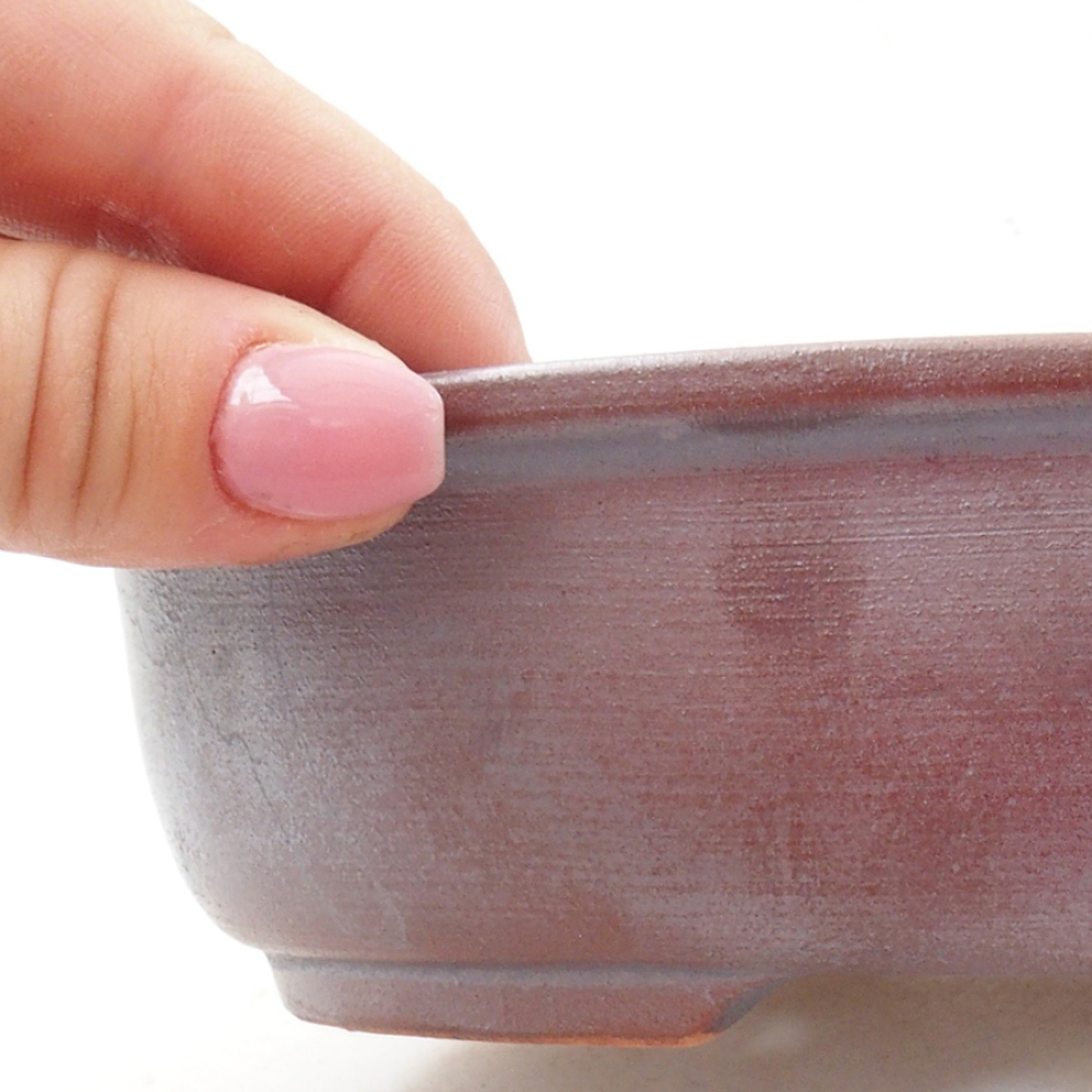 Bonsaischaal van keramiek 18,5 x 14,5 x 5 cm, metaalkleur